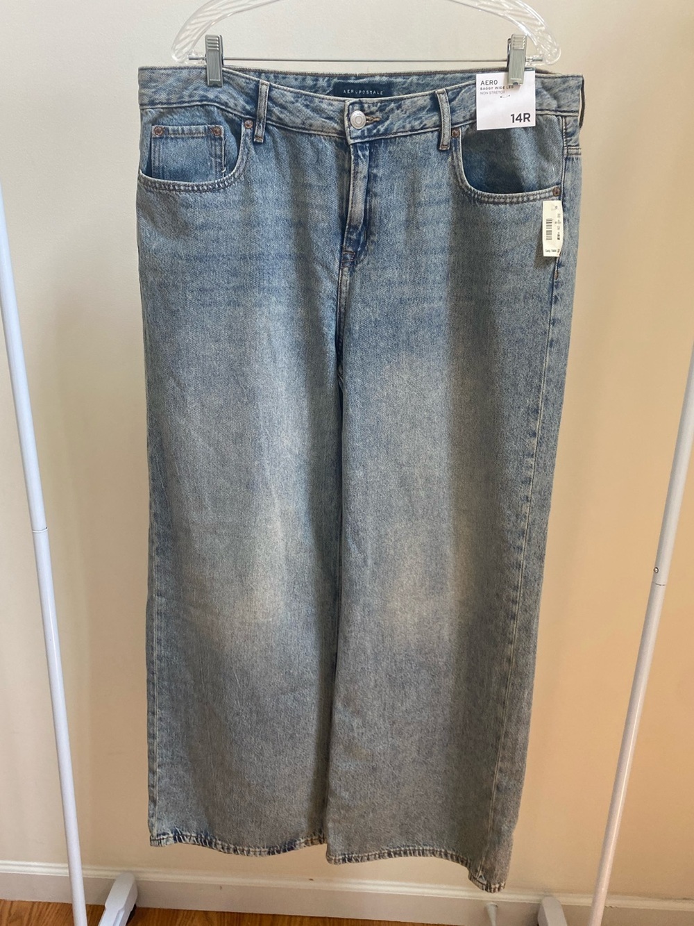 NWT Aeropostale baggy wide leg jeans light wash denim Sz 14R